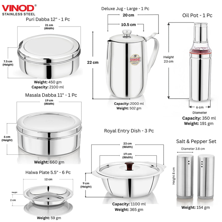 विनोद स्टेनलेस स्टील 101 पीस गृह प्रवेश सेट