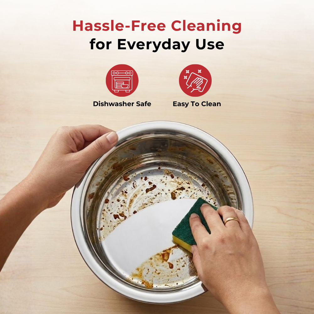 Vinod Stainless Steel Induction Friendly Flat Bottom Cooking Tope With 1.5mm Thickness | 18 Gauge Durable Steel  4 Pcs | Capacity 350ml, 500ml and 750ml  | No 7 to 10