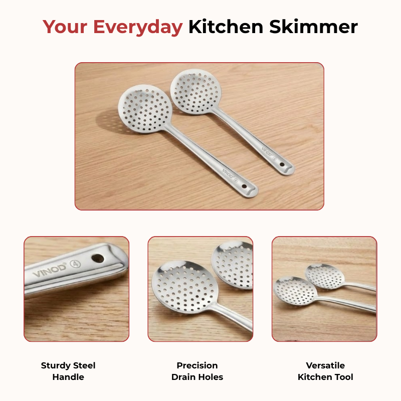 Vinod Stainless Steel Cooking Skimmer / Steel Jharni / Jhara Set of 2, product view 9