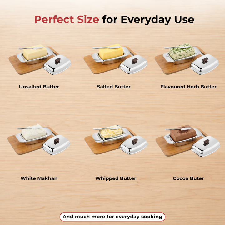 विनोद स्टेनलेस स्टील बटर डिश बटर नाइफ के साथ | टिकाऊ, जंग-मुक्त और स्वच्छ