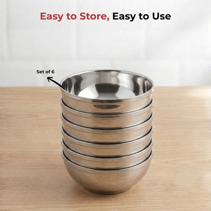 Vinod Stainless Steel Maharaja Bowl Set of 6 Pieces, product view 10