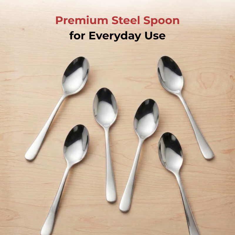 VINOD Decora Stainless Steel Dessert Spoon Set of 12-Piece, Heavy Gauge Steel, Mirror Finish, Rust Free, Tough Strong & Durable