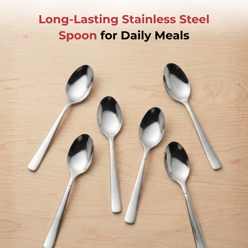 VINOD Aero Stainless Steel Dessert Spoon Set of 12-Piece, Heavy Gauge Steel, Mirror Finish, Rust Free, Tough Strong & Durable