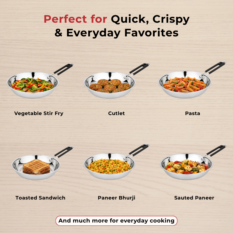 Vinod Stainless Steel Heavy Bottom Royal Fry Pan, product view 11