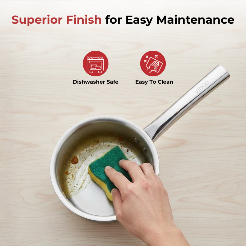 Vinod – Claro Heavy Gauge Stainless Steel Sauce Pan (Plain), 1.5 mm – Capacity 900 ml