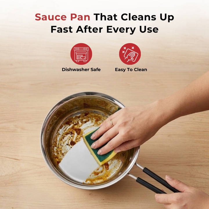 Vinod Stainless Steel Premium Sauce Pan Heavy Gauge 1000 ml Milk Pan, Tea Pan, Induction & Gas Stove Compatible, Dishwasher Safe, Durable Tea Pot for Kitchen