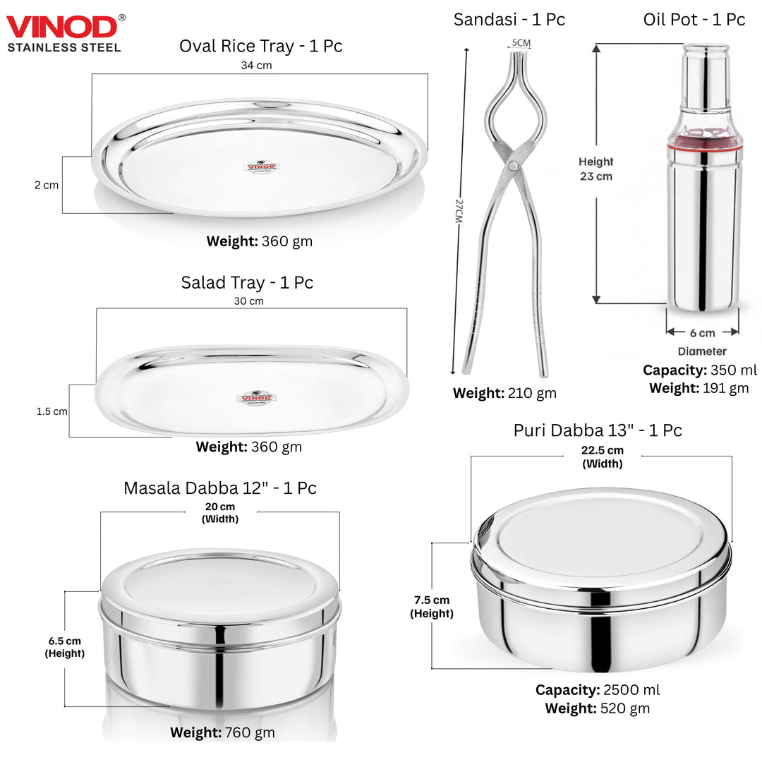 विनोद स्टेनलेस स्टील 114 पीस गृह प्रवेश सेट