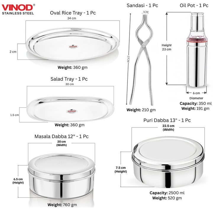 विनोद स्टेनलेस स्टील 114 पीस गृह प्रवेश सेट