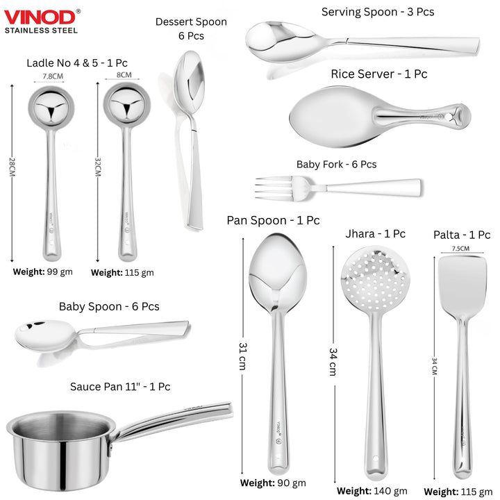 विनोद स्टेनलेस स्टील 114 पीस गृह प्रवेश सेट