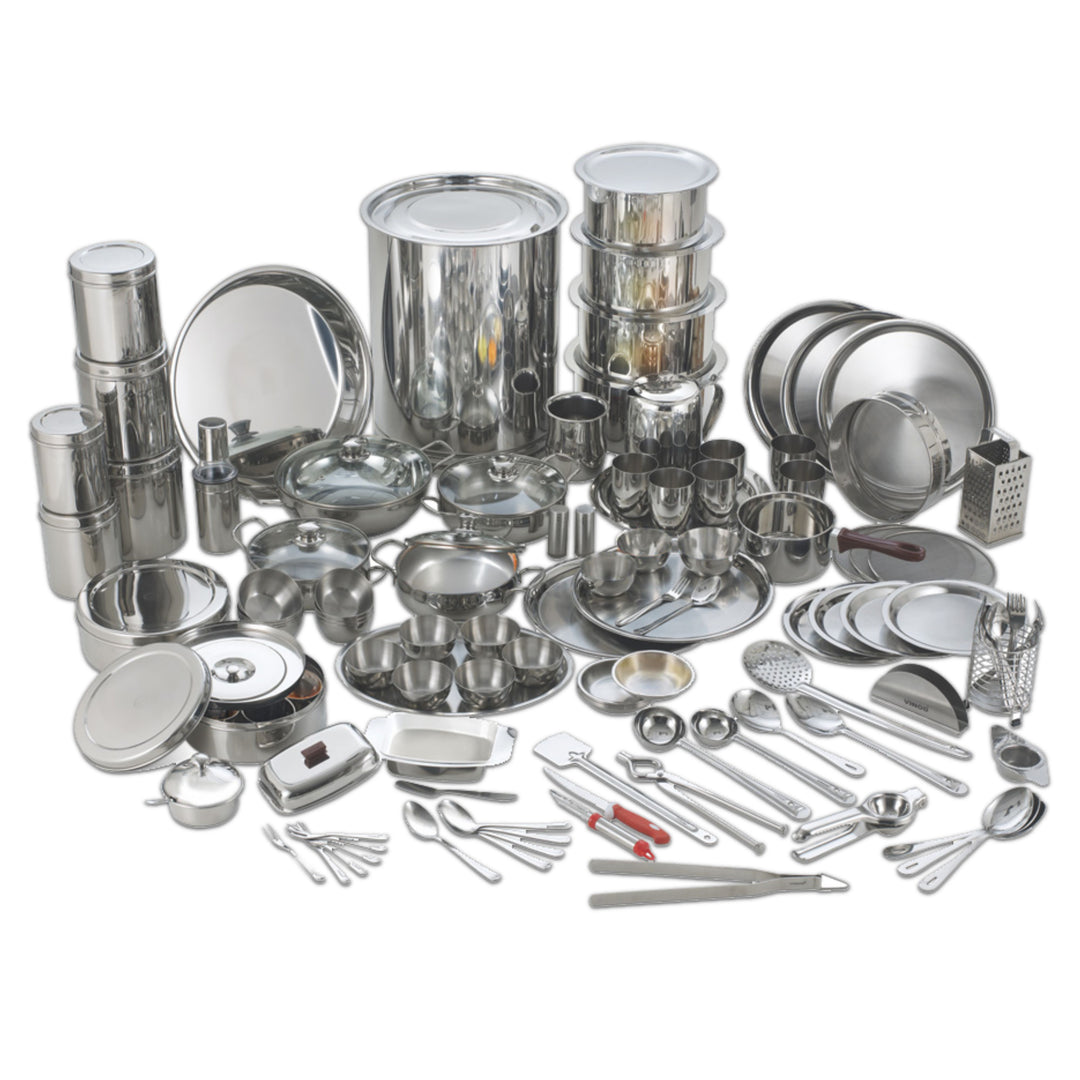 विनोद स्टेनलेस स्टील 116 पीसी। डीलक्स गृह प्रवेश सेट