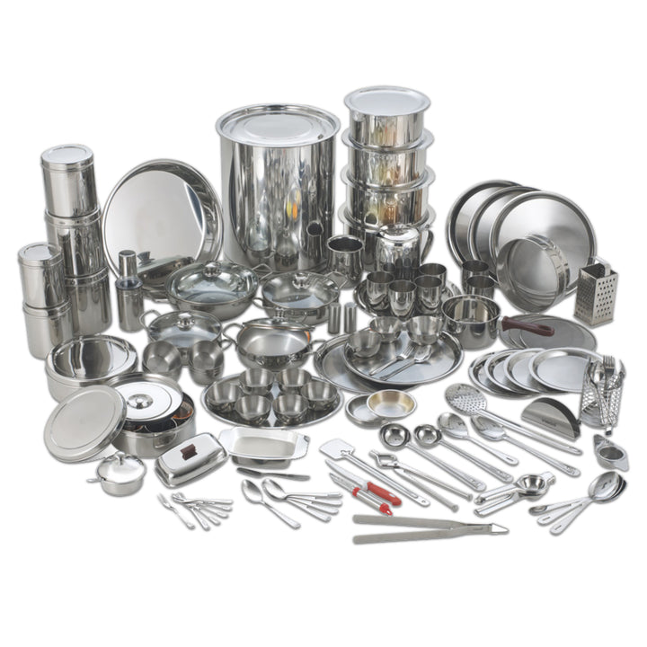 विनोद स्टेनलेस स्टील 116 पीसी। डीलक्स गृह प्रवेश सेट