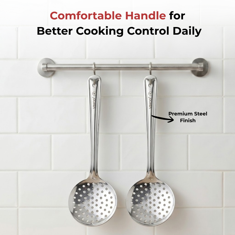 Vinod Stainless Steel Cooking Skimmer / Steel Jharni / Jhara Set of 2, product view 10