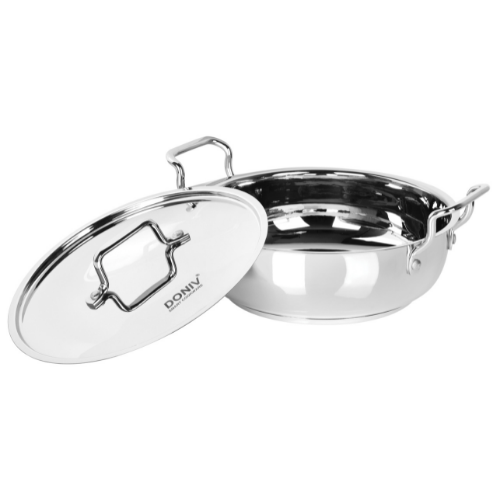DONIV Cookware Induction Base Stainless Steel Kadhai With Lid