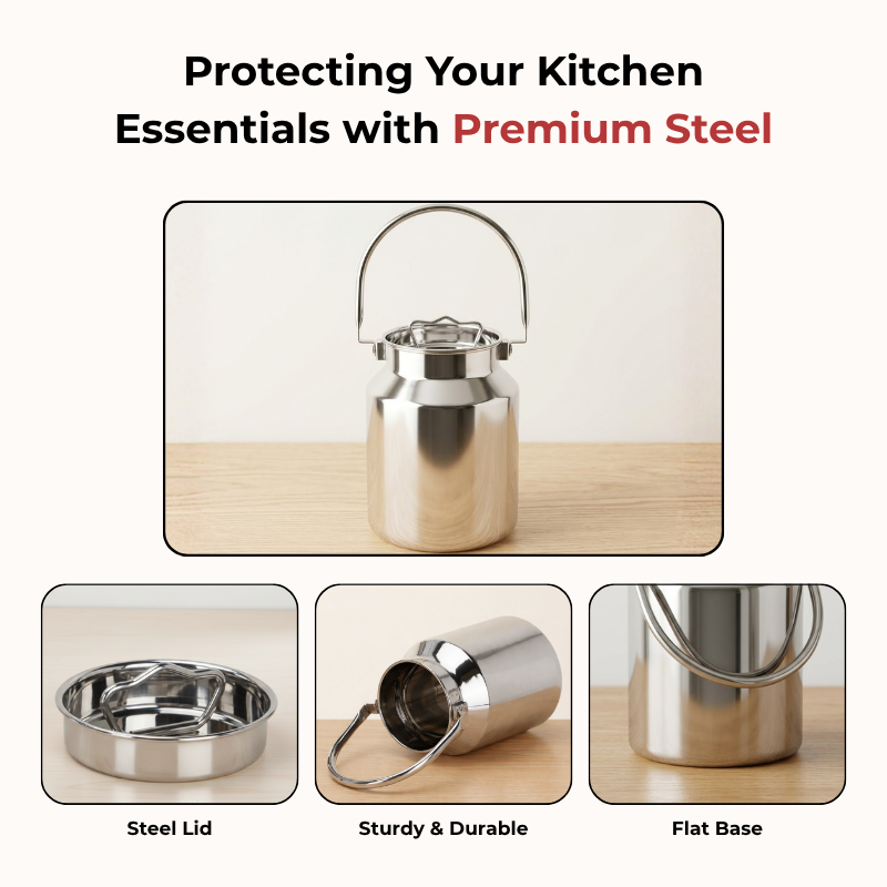 Vinod Stainless Steel Milk Can / Barni / Oil Can, product view 8