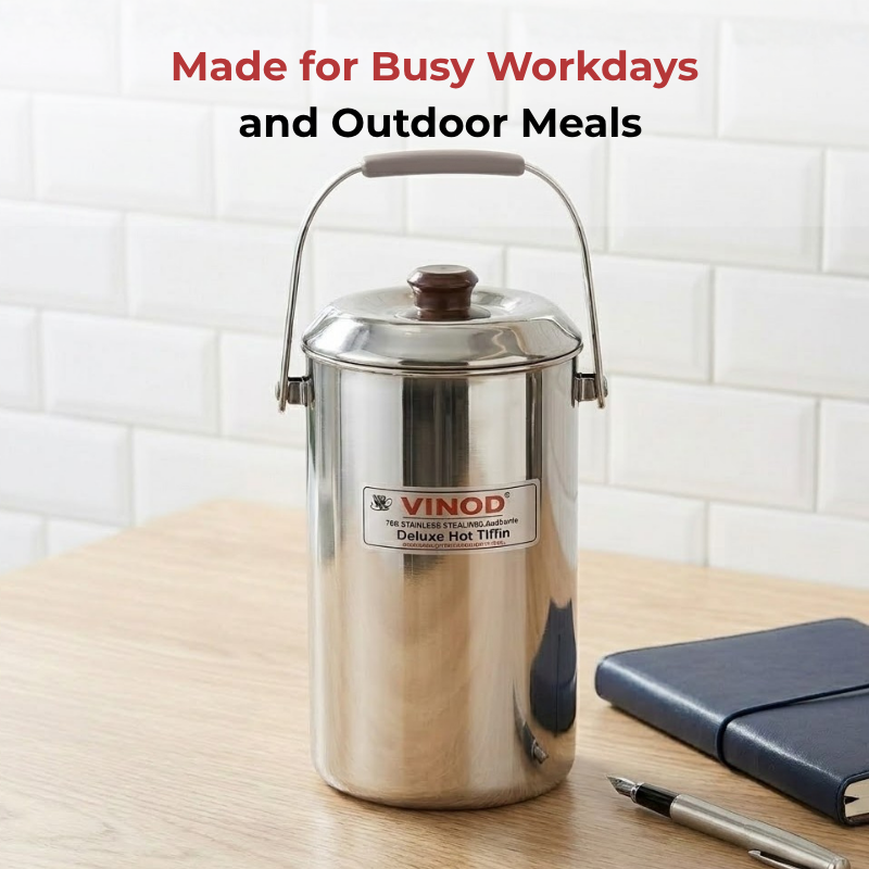 Vinod stainless steel deluxe hot tiffin with 5 compartments, product view 14