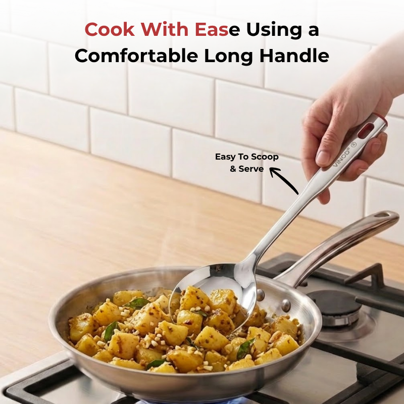 Vinod Queen Kabdir stainless steel serving spoon set of 2, 37 cm, long handle, product view 13