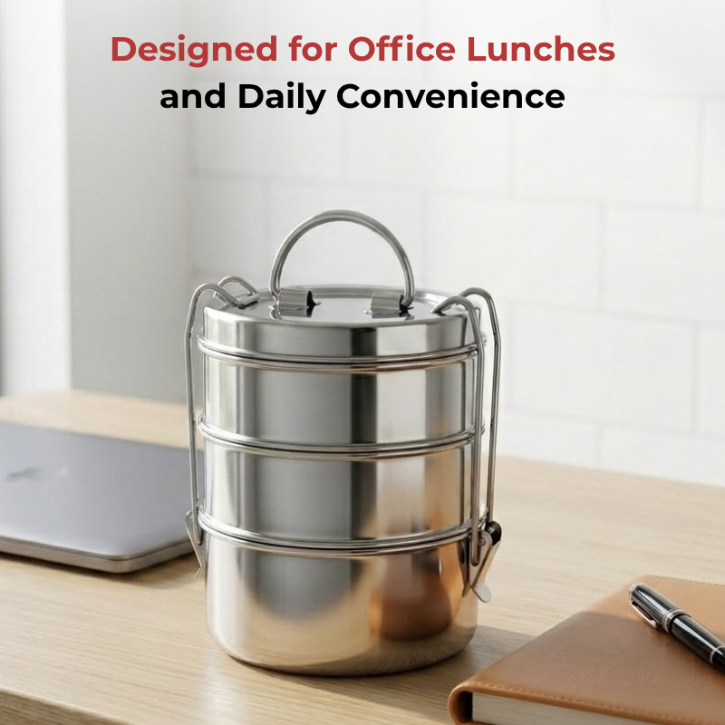 Vinod Stainless Steel Lunch Tiffin - 3 Compartment, product view 10