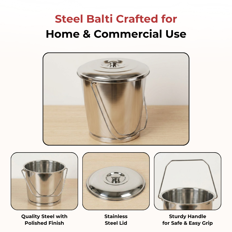 Vinod Stainless Steel Balti with Lid, product view 11