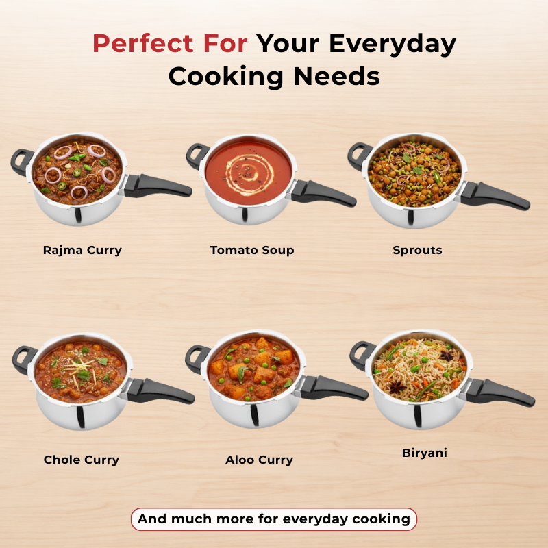 VINOD Doniv Titanium Triply Stainless Steel Pressure Cookers 5 Ltr, Outer Lid, Induction Friendly