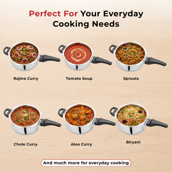 VINOD Doniv Titanium Triply Stainless Steel Pressure Cookers 5 Ltr, Outer Lid, Induction Friendly