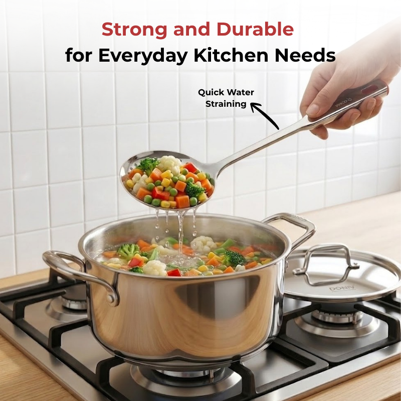 Vinod Stainless Steel Queens Perforated Skimmer Heavy Gauge Strainer, Set of 2, product view 12