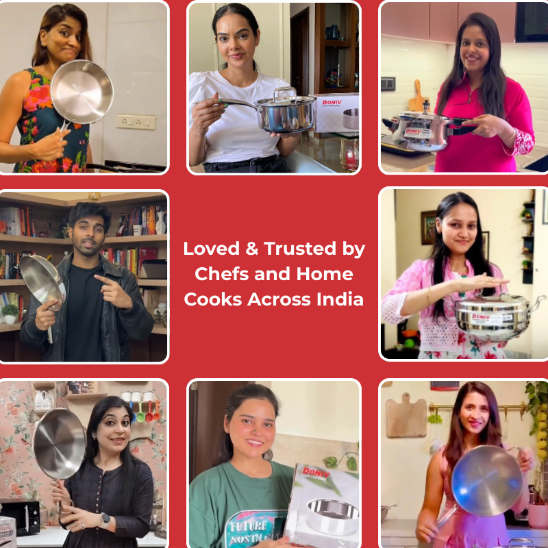 VINOD Doniv Titanium Triply Stainless Steel Tope with Cover 18 cms, 3000 ml Capacity, Induction Friendly