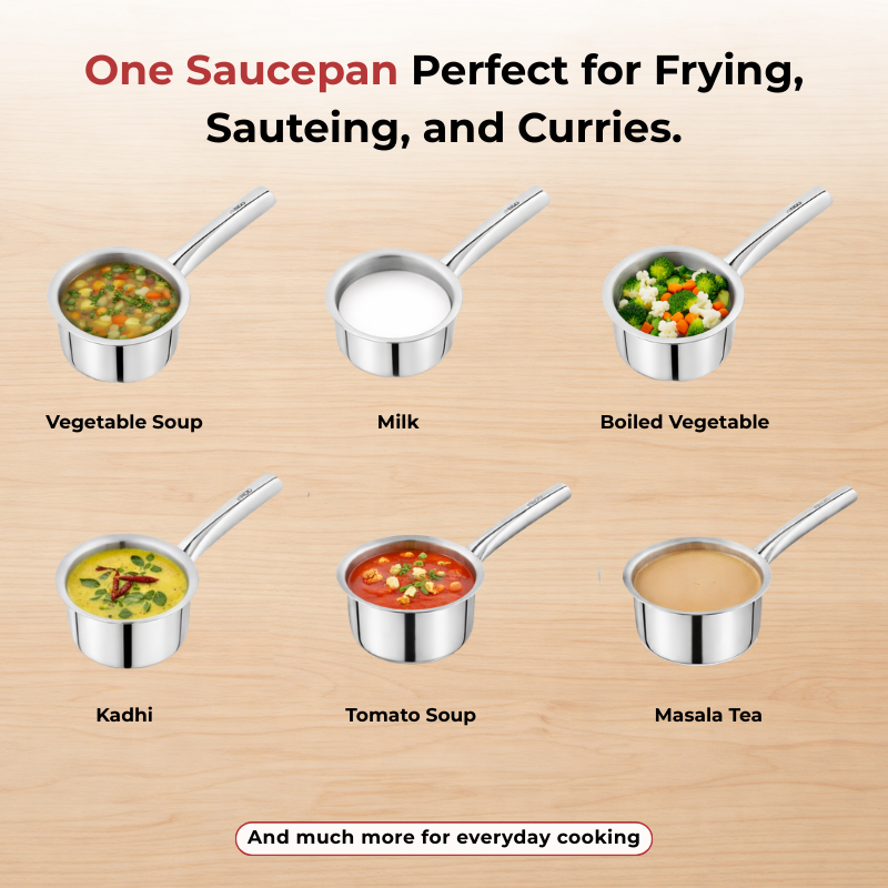 Vinod Claro Heavy Gauge Stainless Steel Sauce Pan (Plain), 1.5 mm, product view 10