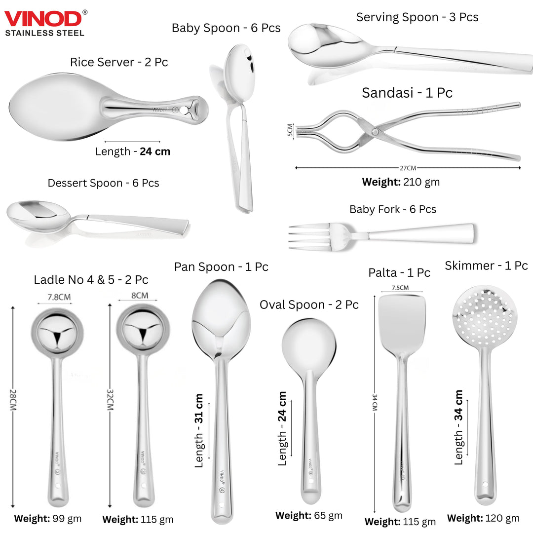 विनोद स्टेनलेस स्टील 121 पीस डीलक्स गृह प्रवेश सेट