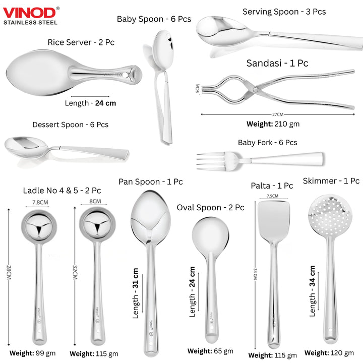 विनोद स्टेनलेस स्टील 121 पीस डीलक्स गृह प्रवेश सेट