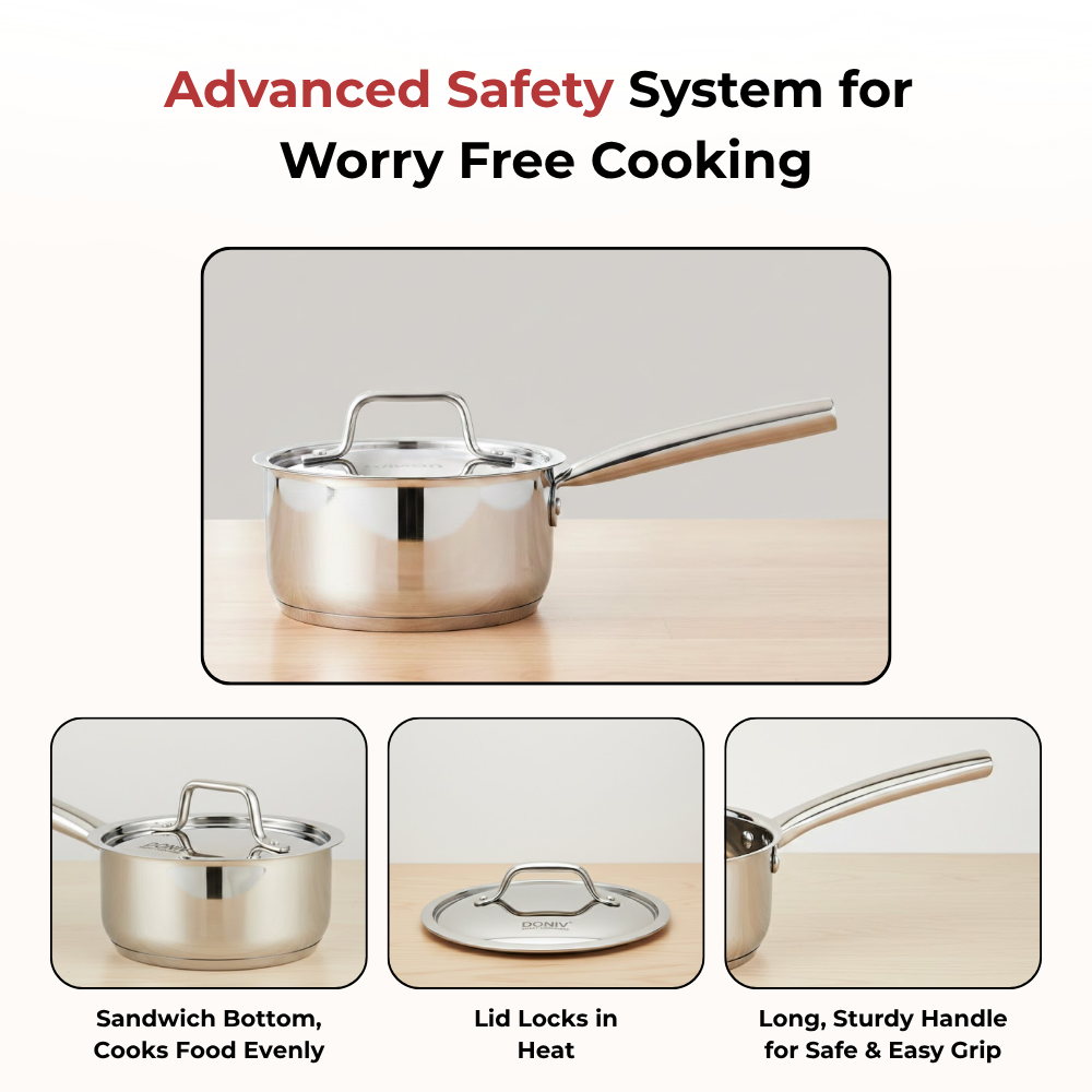 Vinod Doniv Stainless Steel Majestic Sandwich Bottom Sauce Pan, product view 12