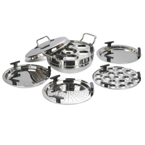 DONIV Cookware Stainless Steel Induction Bottom Multi Kadhai with 6 Plates (2 Idli, 1 Mini Idli, 2 Patra, 1 Khaman / Dhokla)