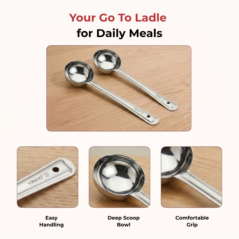 Vinod Stainless Steel Basting Serving Ladle / Serving Spoon / Karchi Set of 2, product view 10