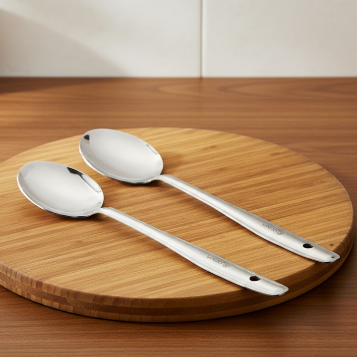 Vinod Stainless Steel Paratha Palta 34 cm Cooking Turner for Chapati, Dosa, Uttapam, Roti & Paratha Flat Plain Cooking Spoon Steel Spatula I Must Have Kitchen Tools I Set of 2 I no. 2