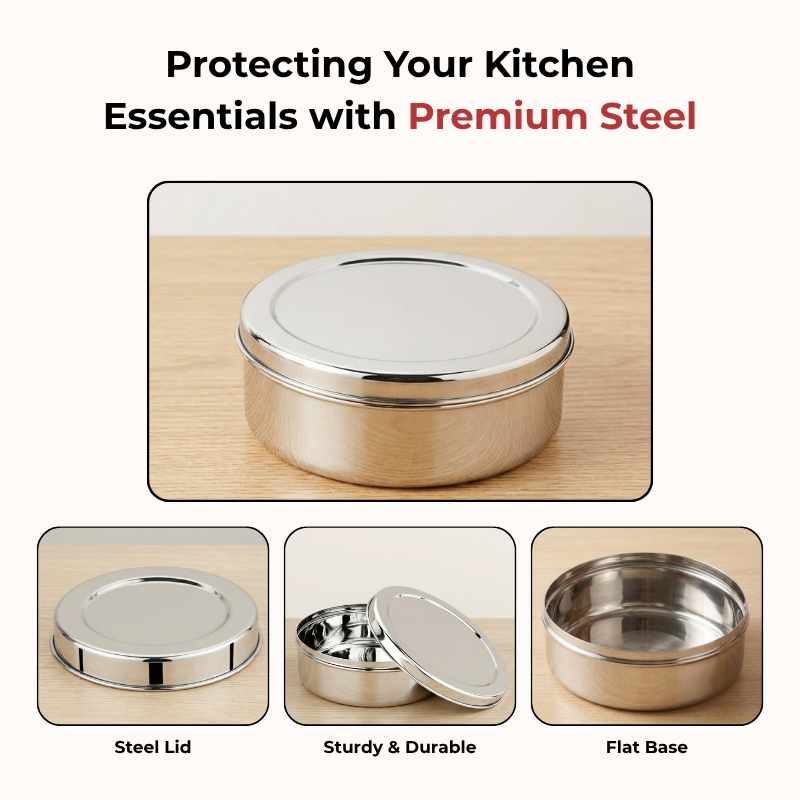 Vinod stainless steel puri dabba set of 8, capacity: 300 ml to 2500 ml, product view 17