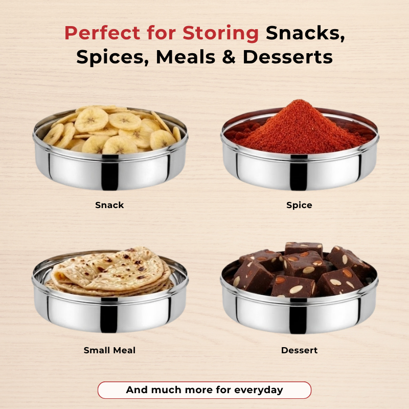 Vinod stainless steel puri dabba set of 8, capacity: 300 ml to 2500 ml, product view 19