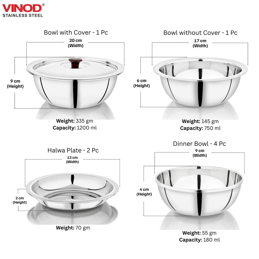 Vinod 18 Pieces Stainless Steel Dinner Set, angled view
