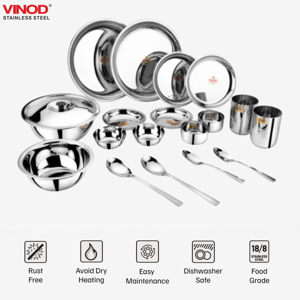 Vinod 18 Pieces Stainless Steel Dinner Set, close-up detail