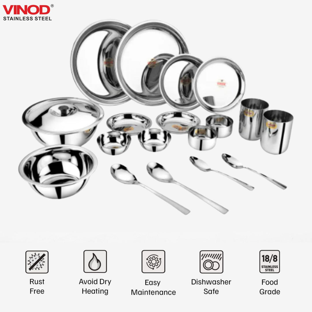 विनोद स्टेनलेस स्टील 18 पीस डिनर सेट