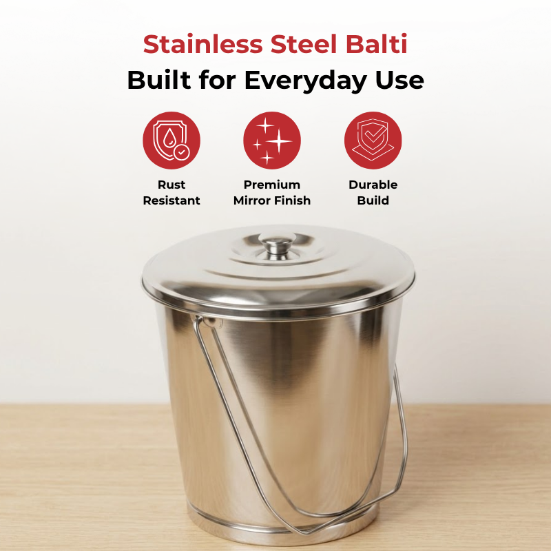 Vinod Stainless Steel Balti with Lid, top view