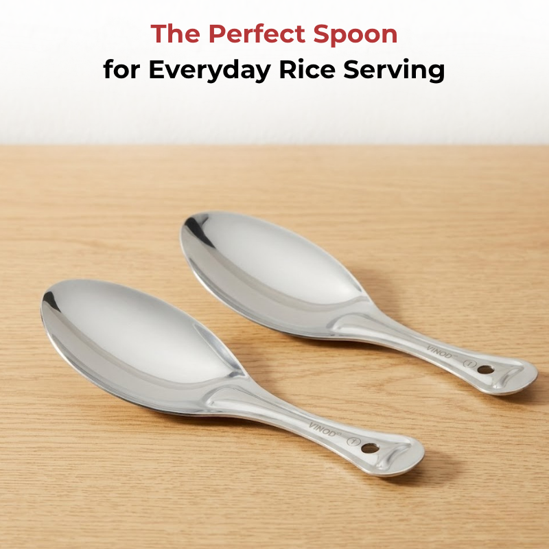 Vinod Stainless Steel Rice Server / Rice Spoon / Rice Chamcha Set of 2, top view