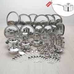 VINOD 85 Pieces Deluxe Dinner Set for Eight Persons with Free Doniv Sauce Pan Perfect for Weddings and Family Gifting
