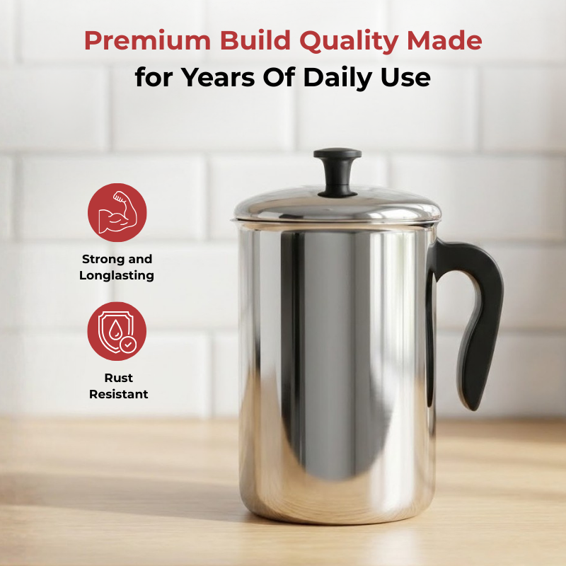 VINOD Stainless Steel Aqua Jug Covered 2200 ml with Highest Grade Stainless Steel, Mirror Finish, Strong & Durable Build, Rust Free