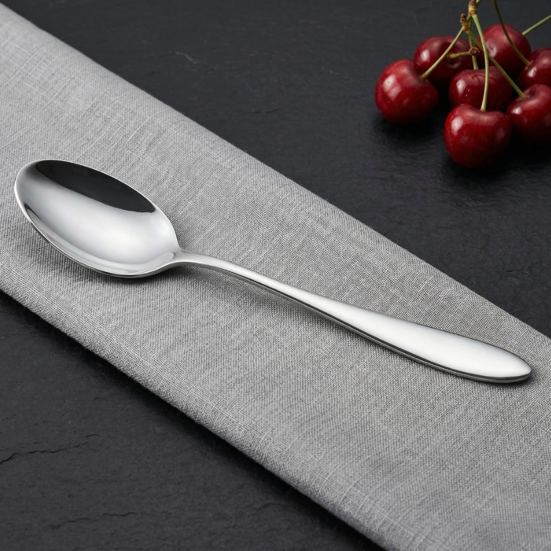 Vinod Florence stainless steel dessert spoon set of 12, front view