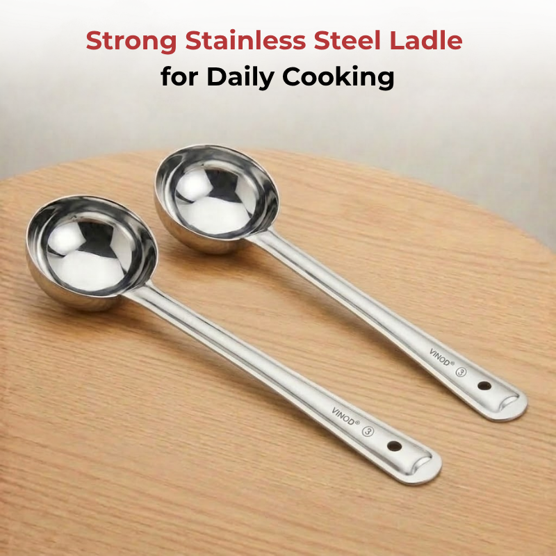 Vinod Stainless Steel Basting Serving Ladle / Serving Spoon / Karchi Set of 2, top view