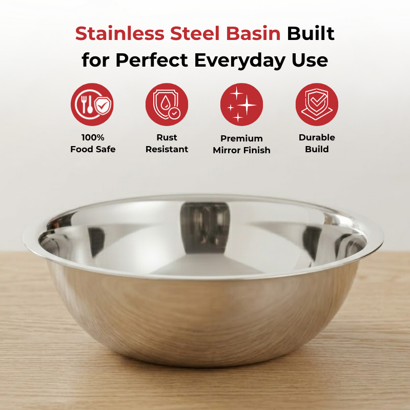 Vinod Stainless Steel Basin, top view