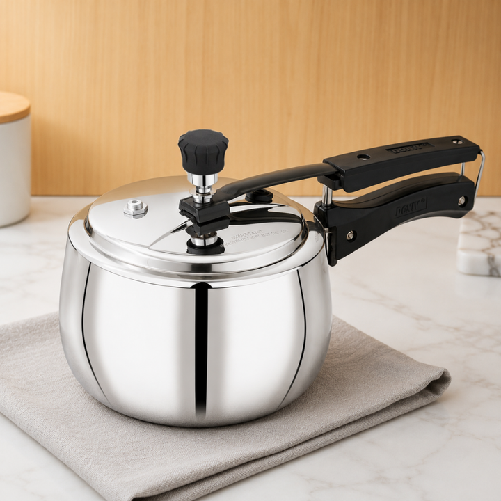 VINOD Doniv Titanium Triply Stainless Steel Pressure Cookers 2 Ltr, Inner Lid, Induction Friendly