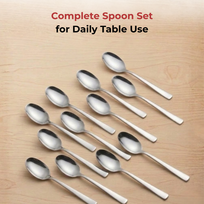 Vinod Aero stainless steel baby spoon set of 12, top view