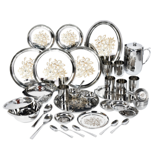 Vinod stainless steel sales dinner set price