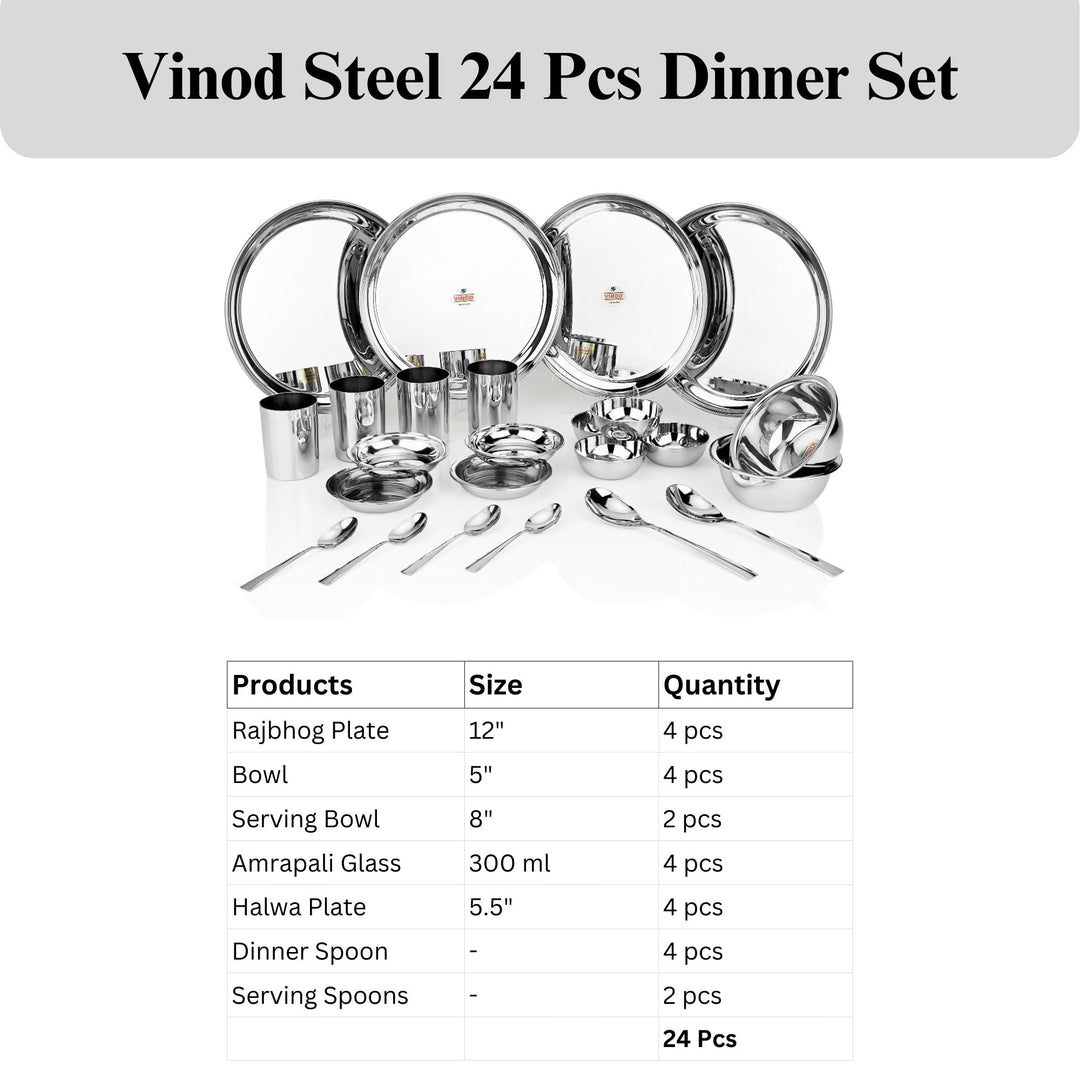 विनोद स्टेनलेस स्टील 24 पीस डिनर सेट