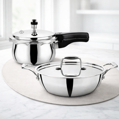VINOD Doniv Titanium Triply Stainless Steel 2 Pieces & Pressure Cooker 3 Liter & Kadhai 5 Liter